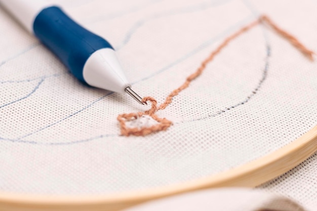 detal ręcznego haftu